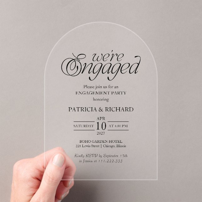 Invitaciones Acrílicas Modern Minimalist Arch Engagement Party (Insitu (portátil))