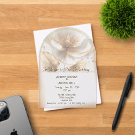 Invitaciones Acrílicas Modern Minimalist Gold and White Wedding