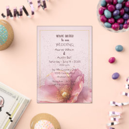 Invitaciones Acrílicas Modern Minimalist Pink Gold Wedding