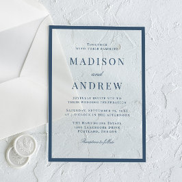 Invitaciones Acrílicas Modern Navy Border Wedding