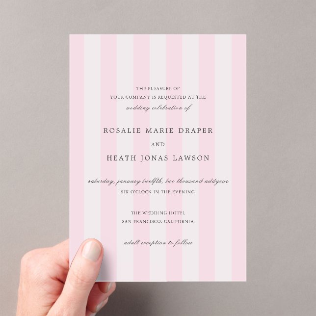 Invitaciones Acrílicas Modern Pink Stripes Elegant Wedding (Insitu (portátil))