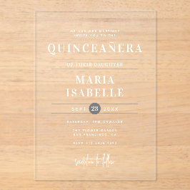 Invitaciones Acrílicas Modern Quinceañera Birthday Party Photo Overlay