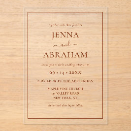Invitaciones Acrílicas Modern Rustic Minimal Elegant 