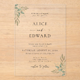 Invitaciones Acrílicas Modern Sage Greenery Wedding Acrylic Invitation