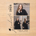 Invitaciones Acrílicas Modern Script 3 Photos Graduation Announcement<br><div class="desc">Celebrate your graduate’s milestone with this Modern Script 3 Photos Graduation Announcement, designed to beautifully showcase seven favorite photos in a clean, modern layout. Featuring elegant flowing script paired with minimalist typography, this personalized announcement highlights special memories while sharing the exciting news with family and friends. Perfect for high school...</div>