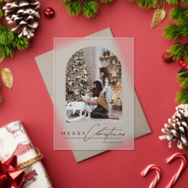 Invitaciones Acrílicas Modern Script Arch Family Photo Christmas Card