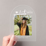 Invitaciones Acrílicas Modern Script Photo Graduation Announcement<br><div class="desc">Share the exciting news with this Modern Script Photo Graduation Announcement, thoughtfully designed to celebrate your graduate’s milestone with timeless style. Featuring elegant flowing script paired with clean modern typography, this personalized announcement beautifully highlights a favorite graduation photo while sharing important details with family and friends. Perfect for high school...</div>