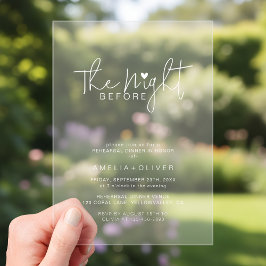 Invitaciones Acrílicas Modern Script Typography Rehearsal Dinner