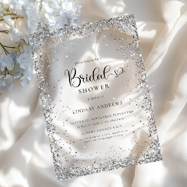 Invitaciones Acrílicas Modern Silver Glitter Bridal Shower 