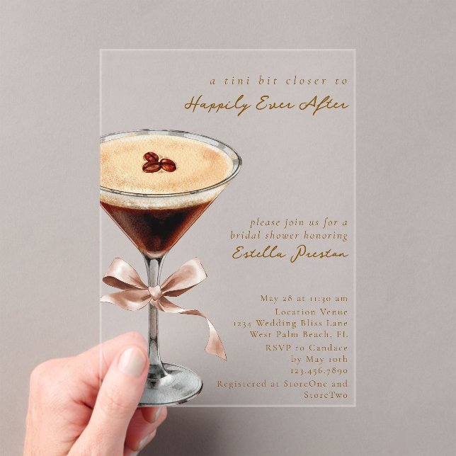 Invitaciones Acrílicas Modern Simple Cocktail Themed Mocha Bridal Shower (Insitu (portátil))
