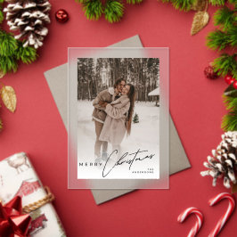 Invitaciones Acrílicas Modern Trendy Photo Elegant Script Christmas Card
