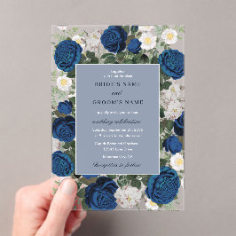 Invitaciones Acrílicas Moderna acuarela floral azul elegante matrimonio