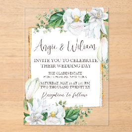 Invitaciones Acrílicas Moderna acuarela Magnolia Boda