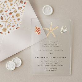 Invitaciones Acrílicas Moderna acuarela Seashells Boda