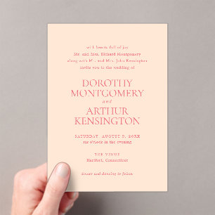 Invitaciones Acrílicas Moderna Boda Elegante de Peach