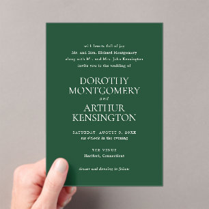 Invitaciones Acrílicas Moderna boda elegante verde esmeralda