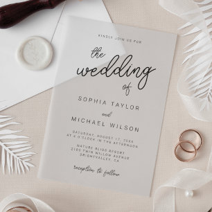 Invitaciones Acrílicas Moderna caligrafía dramática Boda blanco negro