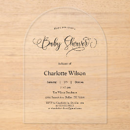 Invitaciones Acrílicas Moderna caligrafía mínima Baby Boy Shower