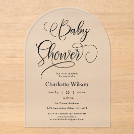 Invitaciones Acrílicas Moderna caligrafía mínima Baby Girl Shower