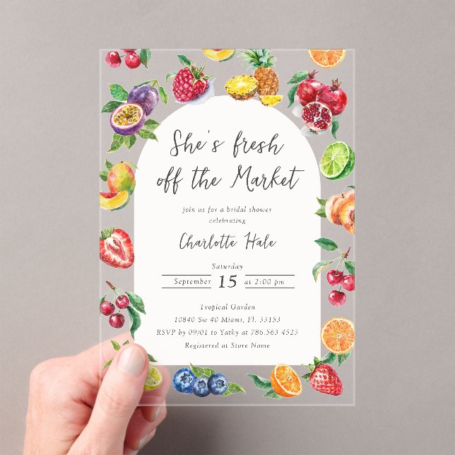 Invitaciones Acrílicas Moderna ducha de novia fuera del mercado (Insitu (portátil))