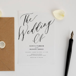 Invitaciones Acrílicas Moderna escritura de caligrafía transparente boda