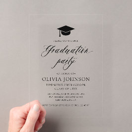 Invitaciones Acrílicas Moderna fiesta simple de graduación de fotos Minim