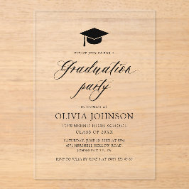 Invitaciones Acrílicas Moderna fiesta simple de graduación de fotos Minim