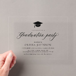 Invitaciones Acrílicas Moderna fiesta simple de graduación de fotos Minim