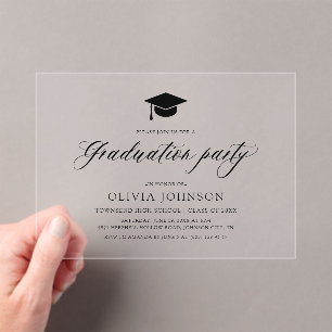 Invitaciones Acrílicas Moderna fiesta simple de graduación de fotos Minim