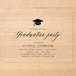 Invitaciones Acrílicas Moderna fiesta simple de graduación de fotos Minim