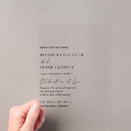 Invitaciones Acrílicas Moderna Minimalista Simple Formal Elegante Boda