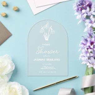 Invitaciones Acrílicas Moderna Nieve gotas de invierno ducha de novia