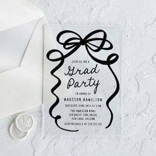 Invitaciones Acrílicas Moderna y elegante fiesta de graduación de Black B