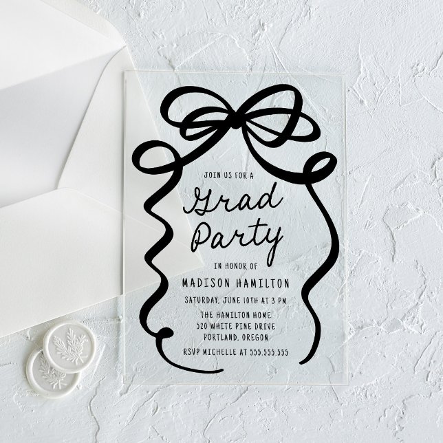 Invitaciones Acrílicas Moderna y elegante fiesta de graduación de Black B (Subido por el creador)
