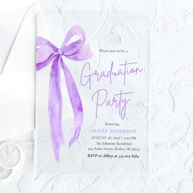 Invitaciones Acrílicas Moderna y elegante fiesta de graduación de violeta (Subido por el creador)