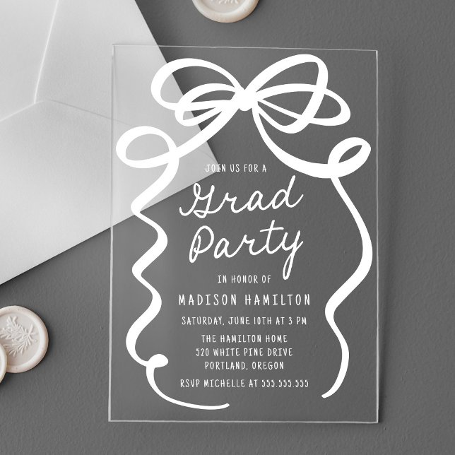 Invitaciones Acrílicas Moderna y elegante fiesta de graduación de White B (Subido por el creador)