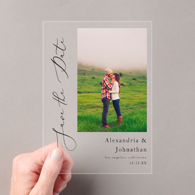 Invitaciones Acrílicas Moderna y elegante foto salva la fecha (Insitu (portátil))