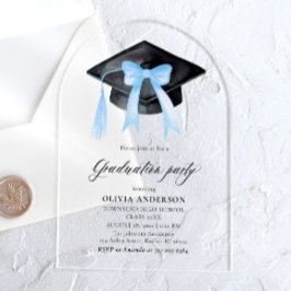 Invitaciones Acrílicas Moderna Y Elegante Graduación De Bow Azul