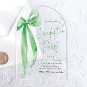 Invitaciones Acrílicas Moderna y elegante graduación de Green Bow