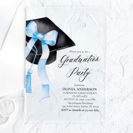 Invitaciones Acrílicas Moderna y elegante Graduación estilo Blue Bow