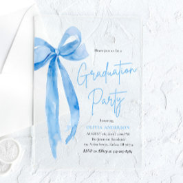 Invitaciones Acrílicas Moderna y elegante Graduación estilo Blue Bow