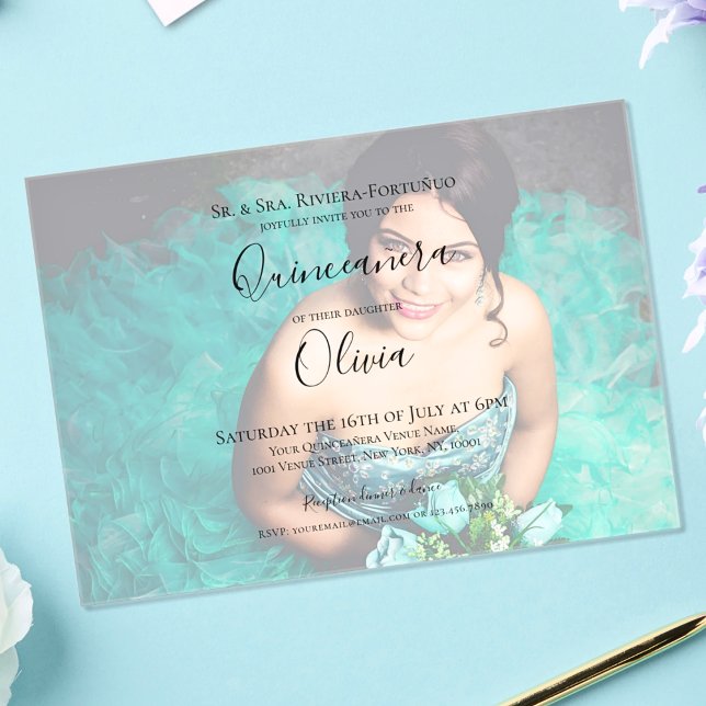 Invitaciones Acrílicas Moderna y elegante Quinceanera 15ª foto de cumplea (Subido por el creador)