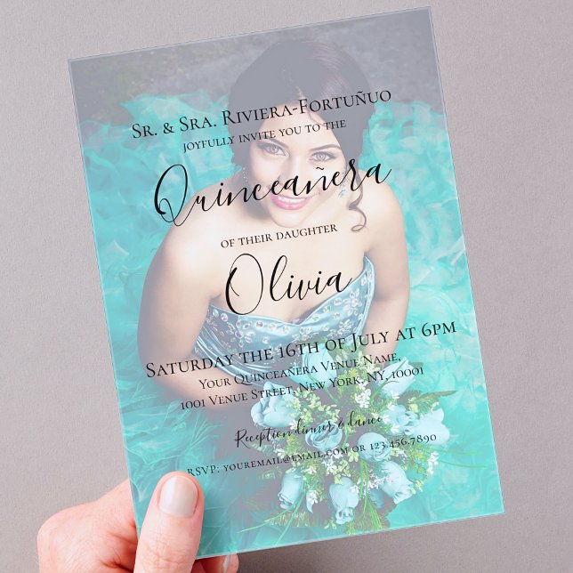 Invitaciones Acrílicas Moderna y elegante Quinceanera 15ª foto de cumplea (Subido por el creador)