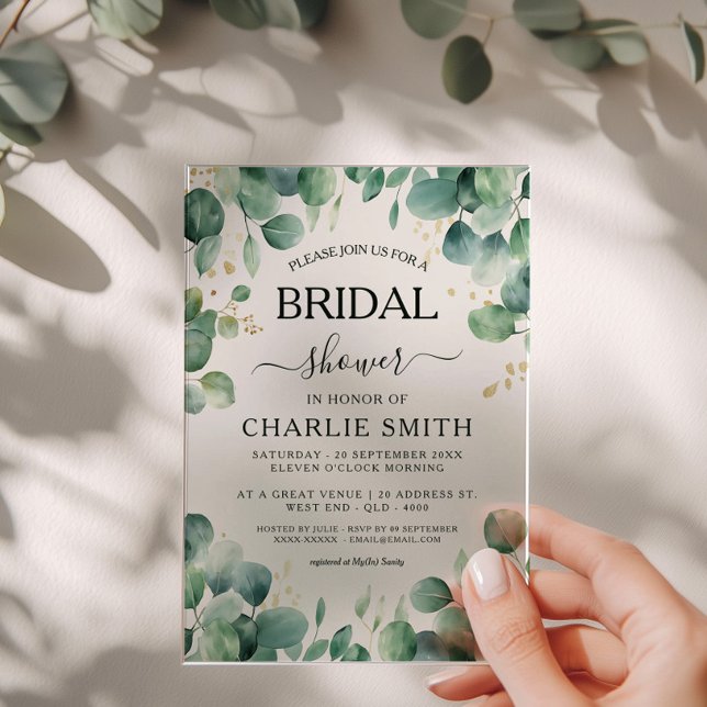 Invitaciones Acrílicas Moderna y elegante Verdor Ducha Bridal (Subido por el creador)