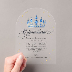 Invitaciones Acrílicas Modernas Estrellas Celestiales Princesa Quinceañer