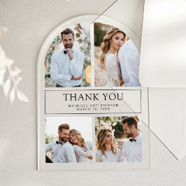 Invitaciones Acrílicas Moderno agradecimiento de boda con collage de foto