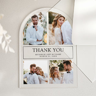 Invitaciones Acrílicas Moderno agradecimiento de boda con collage de foto