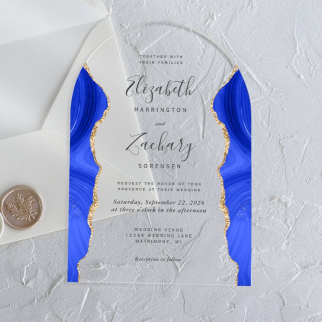 Invitaciones Acrílicas Moderno arco de Boda de la Agate Royal Gold (Subido por el creador)
