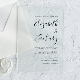 Invitaciones Acrílicas Moderno Boda de escritura negra mínima