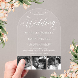 Invitaciones Acrílicas Moderno Boda de fotos en blanco y negro 3